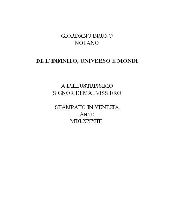 De l'infinito, universo e mondi