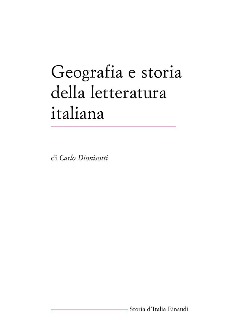 Geografia e storia della letteratura italiana