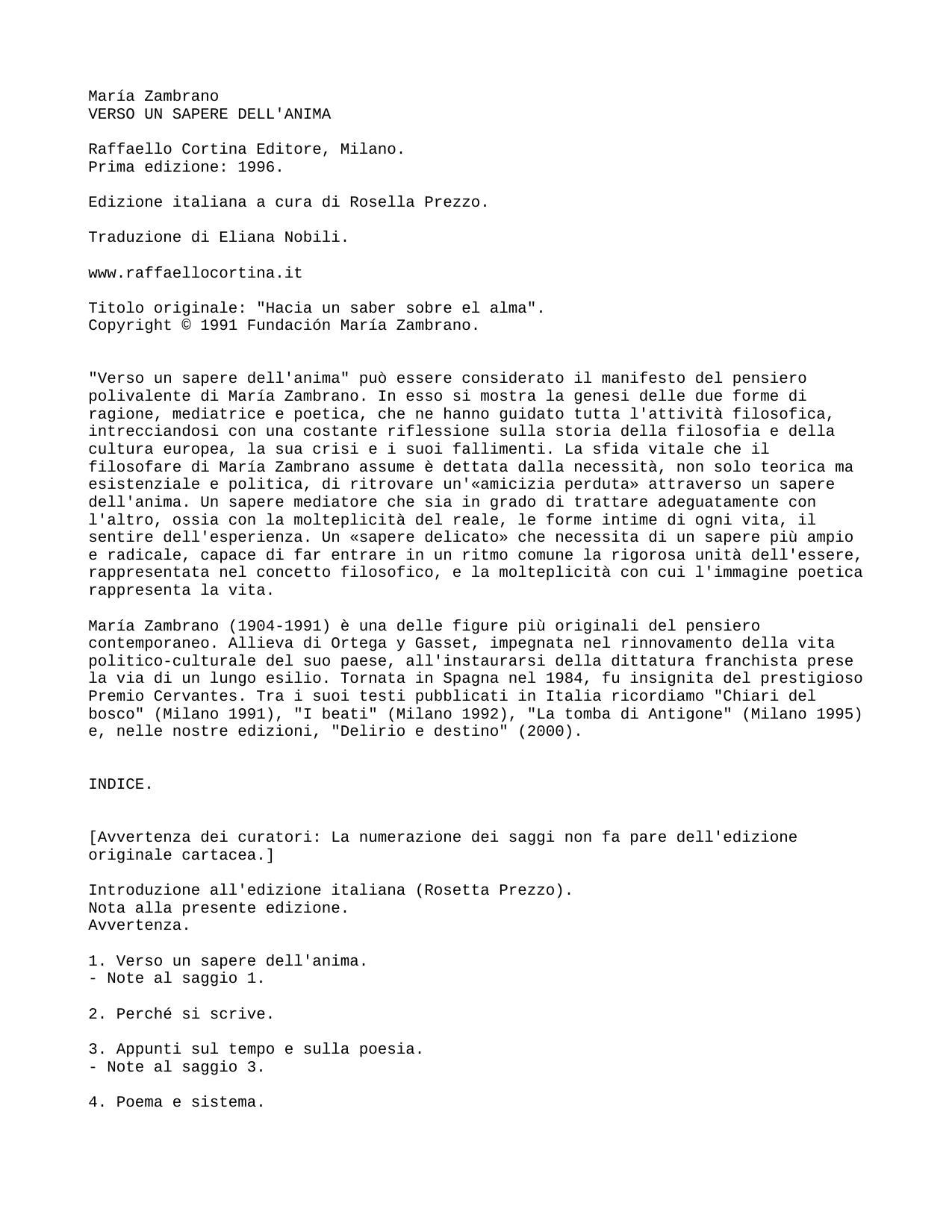 Verso un sapere dell'anima