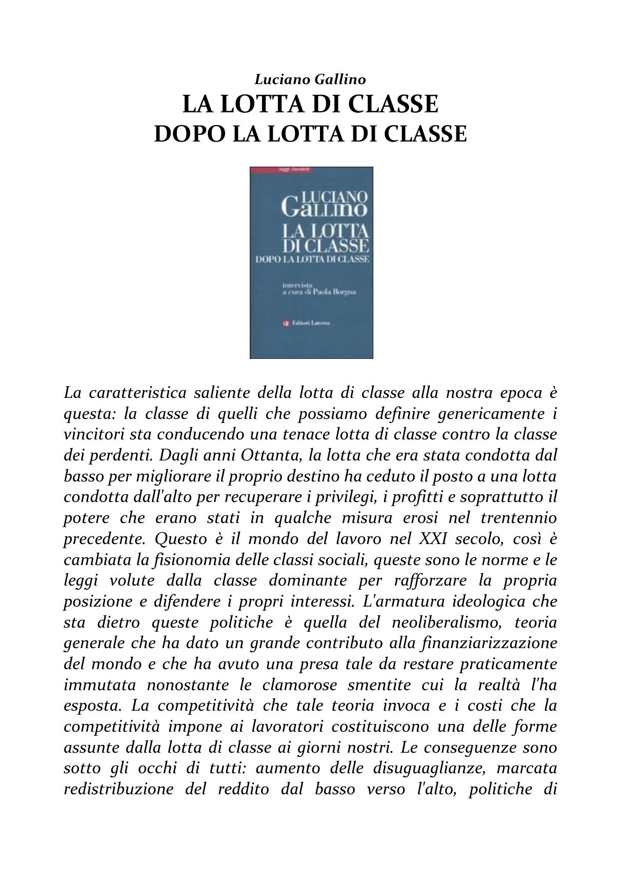 La lotta di classe dopo la lotta di classe