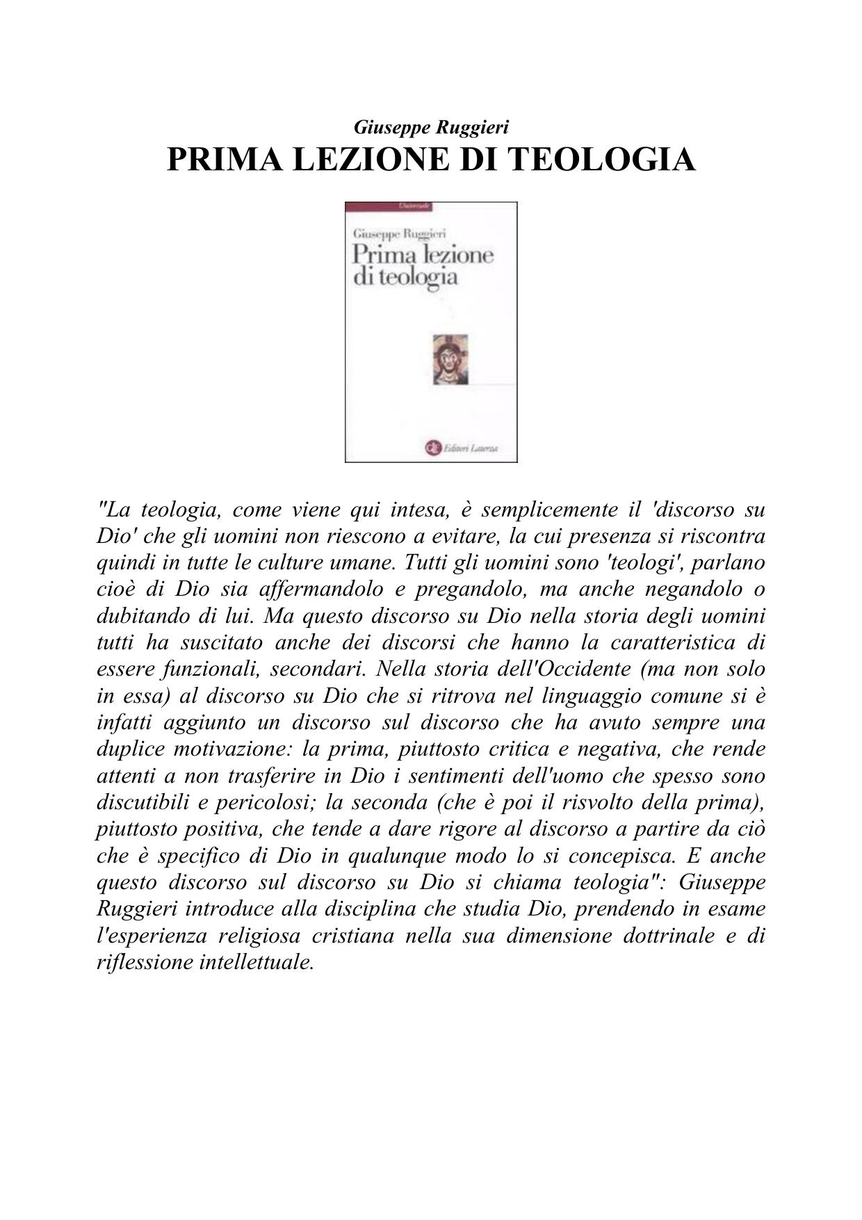 2011Prima lezione di teologia