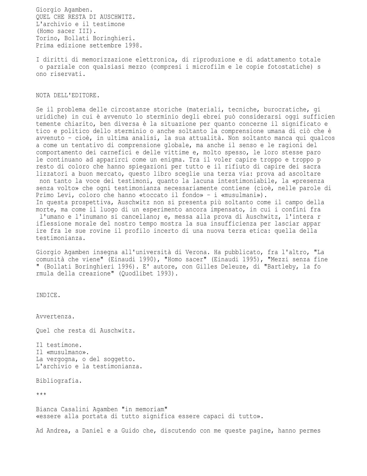 Quel che resta di Auschwitz