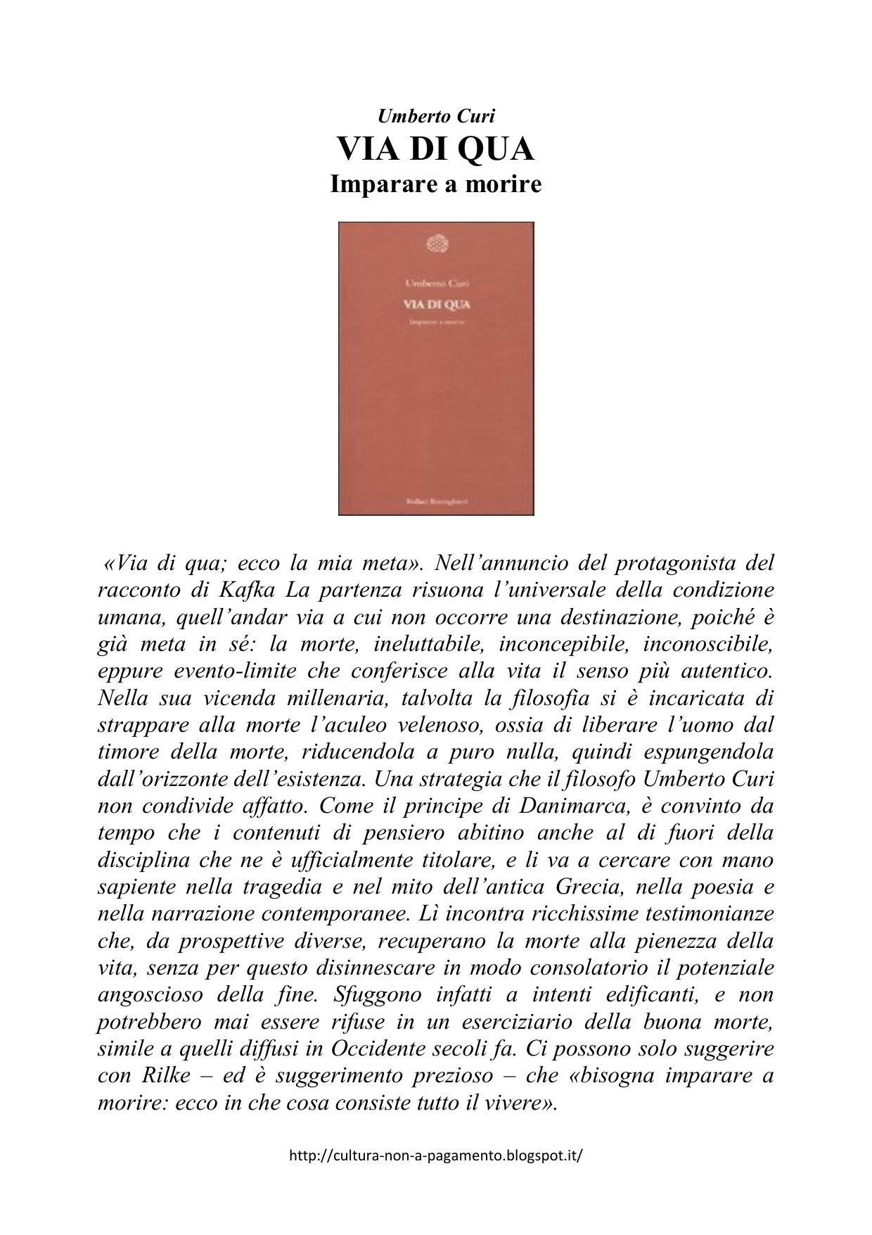 Via di qua. Imparare a morire