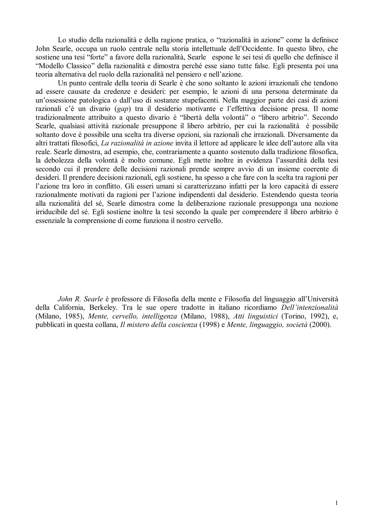 La razionalità dell'azione