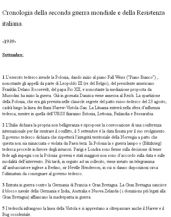 Cronologia della seconda guerra mondiale e della Resistenza italiana