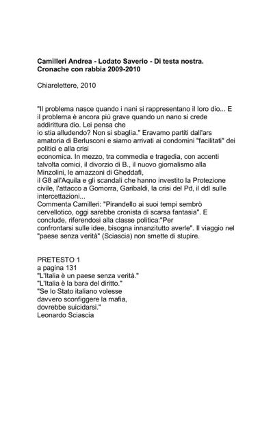 Di testa nostra. Cronache con rabbia 2009-2010