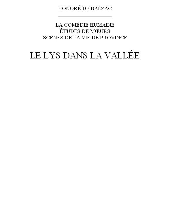 Le lys dans la vallée