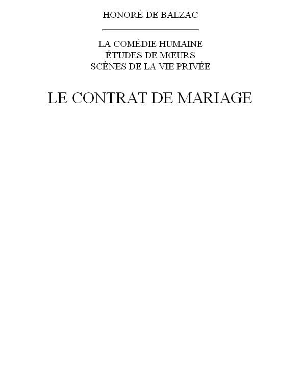Le contrat de mariage