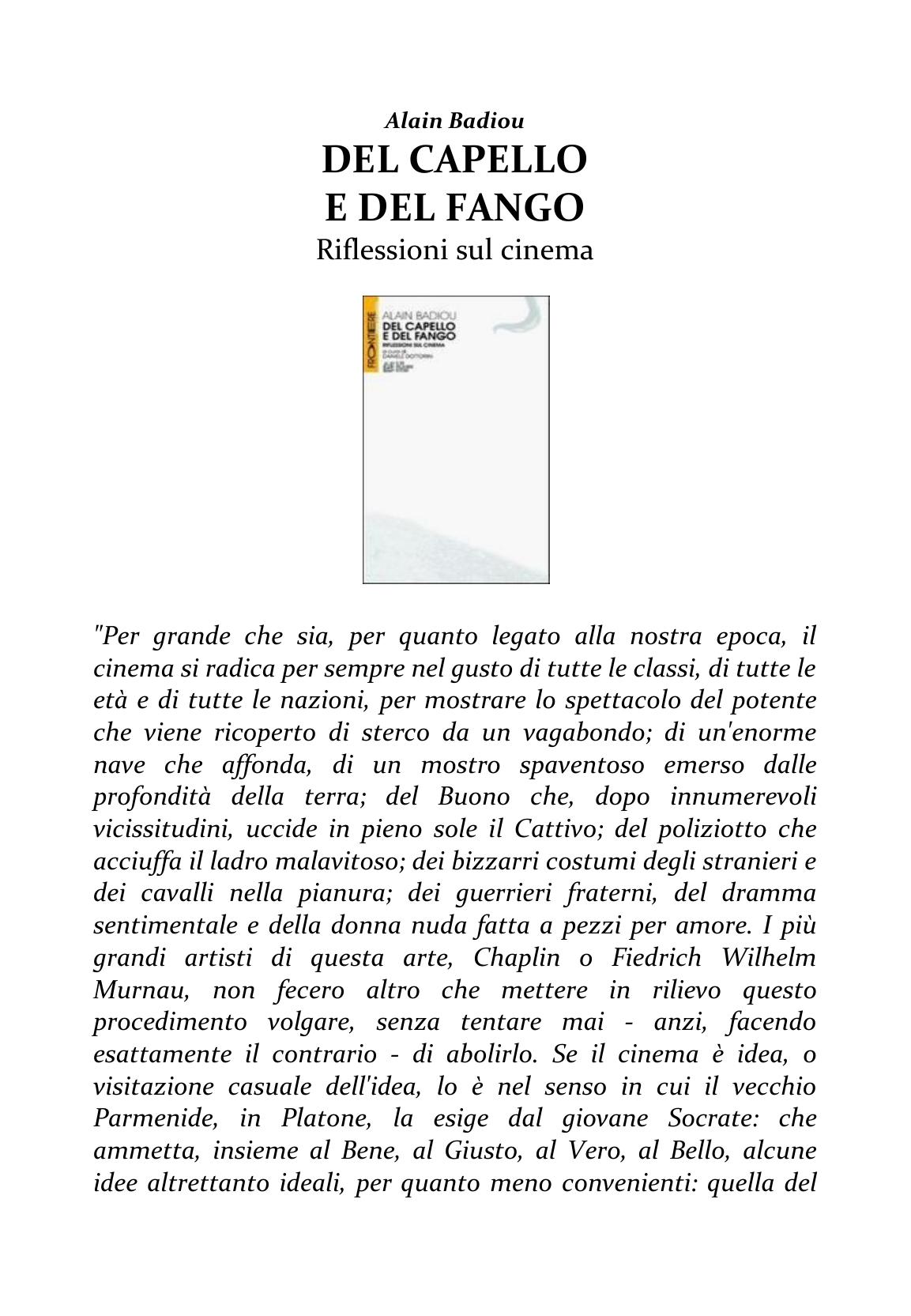 Del Capello e del Fango. Riflessioni sul cinema