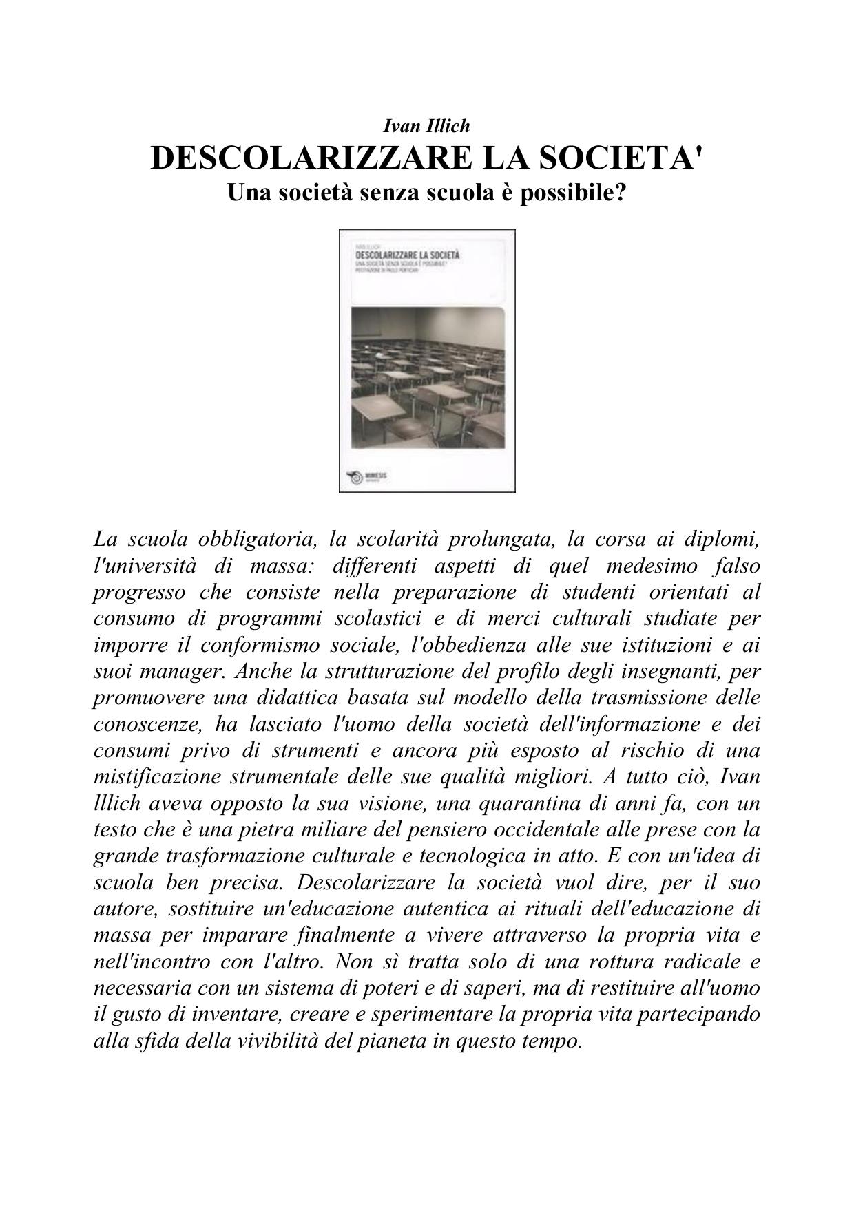 Descolarizzare la società