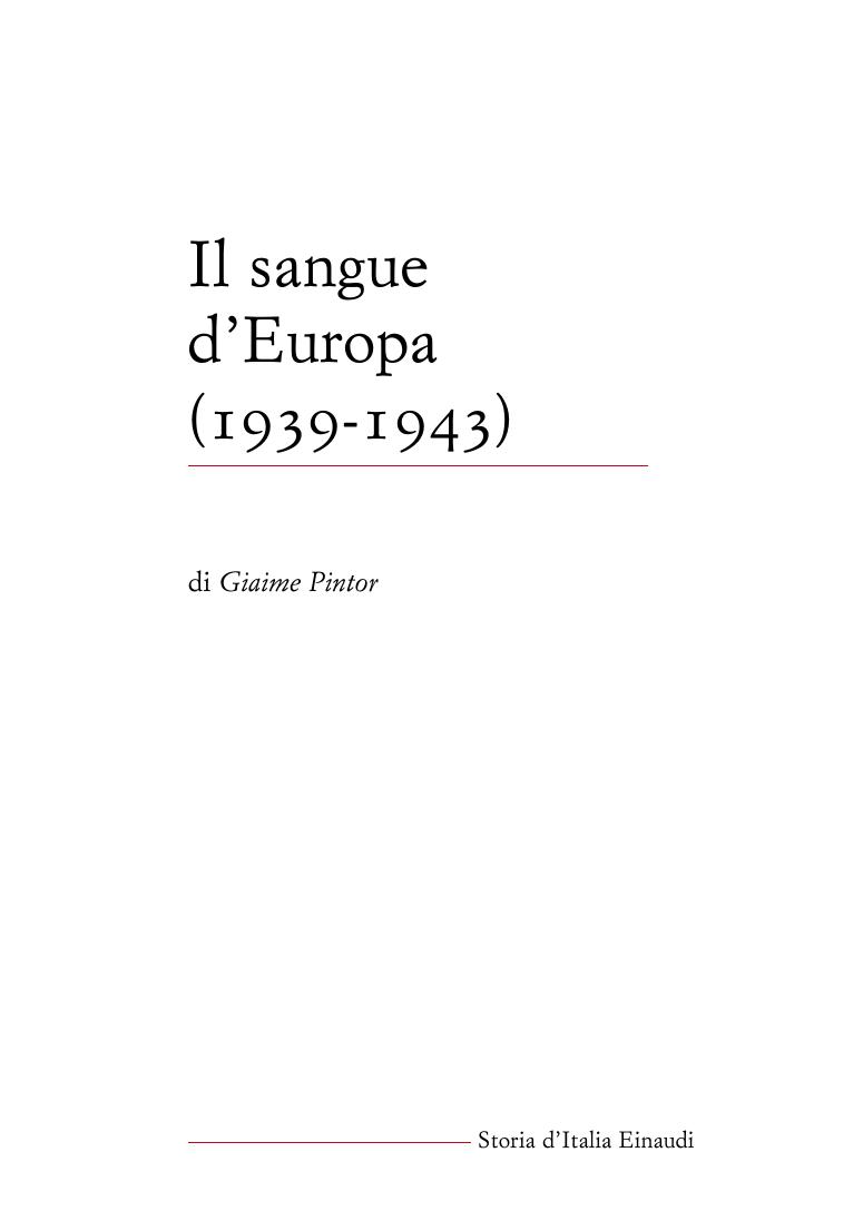 Il sangue d'Europa.