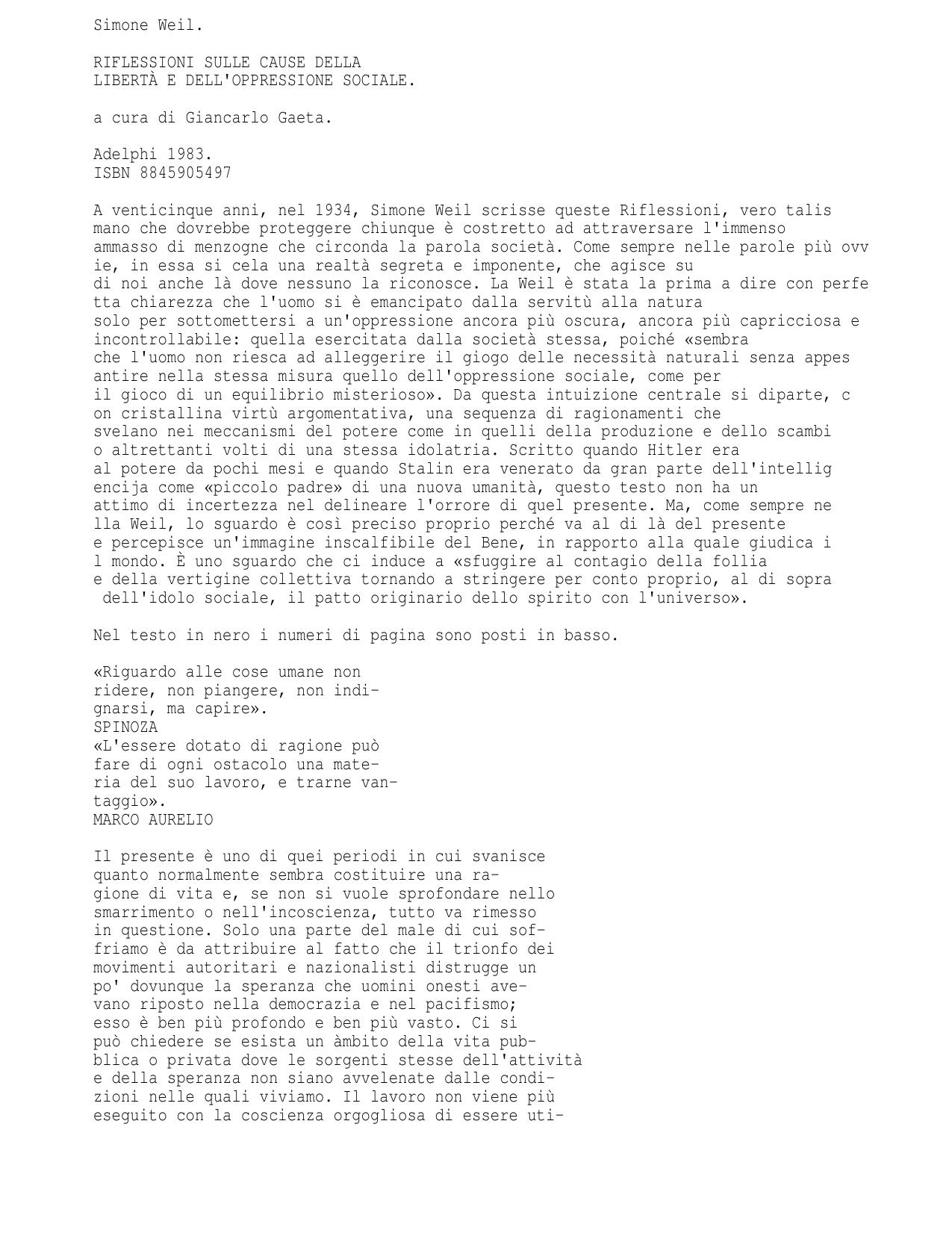 Riflessioni sulle cause della libertà e dell’oppressione sociale