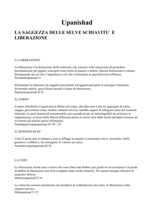 La Saggezza Delle Selve Schiavitù E Liberazione