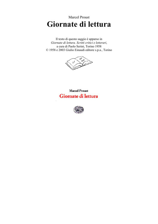 Giornate di lettura: scritti critici e letterari