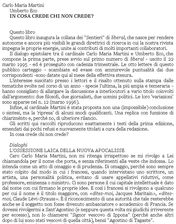 In che cosa crede chi non crede